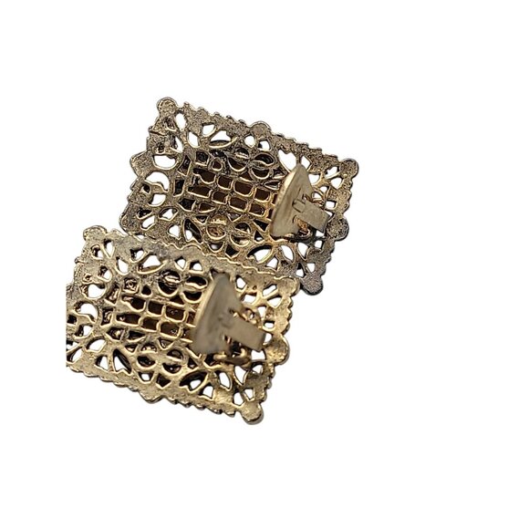 Selro Asian Geshi Clip On Earring Lucite Lady 3D Rectangle Filigree Vintage - Picture 7 of 10